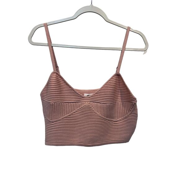 aerie Tops - Aerie Top Womens XL Pink Knit Sweater Ribbed Strappy Crop Tank Boho Festival NEW